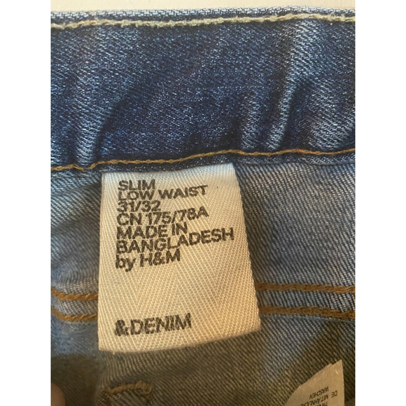H&M Denim Jeans W/ Rolled Cuff. Slim Low Waist Sz.31/32 - Picture 3 of 3